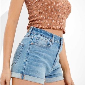 American Eagle AE Stretch Super High Rise Denim Mom Shorts Size 12